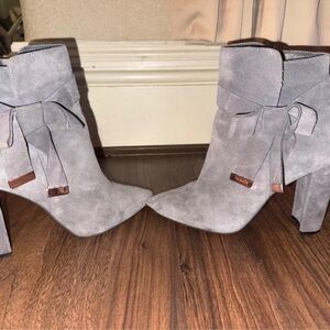 Ted Baker Gray Suede Heeled Boots with Bow